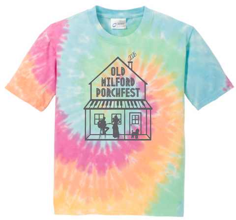 Tie Dye Porch Party Short Sleeve Tee PC147Y - Pastel Rainbow - Port & Co™ YOUTH Tie-Dye Tee
