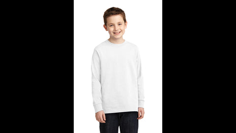 White Youth Long Sleeve Cotton T-shirt